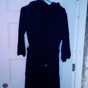 Turtleneck sweater dress with belt